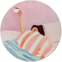 Reinders - Koffie in bed - Glasschilderij Ø 50 cm - Roze