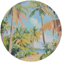 Reinders - Pad met palmbomen - Glasschilderij Ø 70 cm - Groen