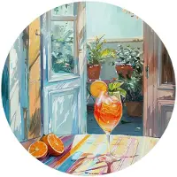 Reinders - Aperol in de zon - Glasschilderij Ø 70 cm - Bont