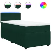 vidaXL Boxspring met matras fluweel donkergroen 90x190 cm