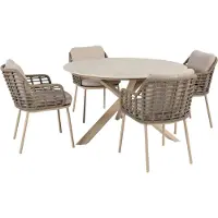 4 Seasons Outdoor Prado Puglia dining tuinset 130xH75 cm 5 delig keramiek latte Taste 4SO