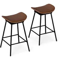 Costway Barkruk set van 2, barkruk 360 graden draaibaar, zithoogte 71,5 cm, houten kruk met voetensteun, bistrokruk gevoerd, keukenkruk, modern (bruin)