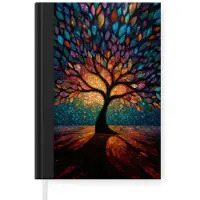 MuchoWow Notitieboek - Schrijfboek - Mozaïek - Kleurrijk - Boom - Takken - Notitieboekje klein - A5 formaat - Schrijfblok