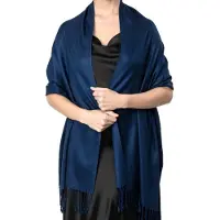 LONGZIMING -Blauwe pashmina sjaal – Extra grote warme shawl – 200 × 65 cm – Geschikt voor bruiloften, hijab en winteroutfits