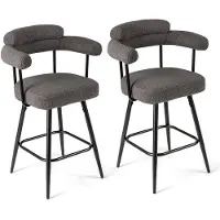 Costway Barkruk, set van 2, baliekruk, 360 graden draaibaar, zithoogte 69 cm, houten kruk met voetensteun, bistrokruk gevoerd, keukenkruk met gebogen rug en armleuningen, modern (grijs)