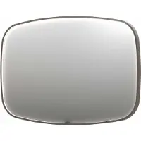 Ink SP31 Spiegel Contour In Kader 100x80cm Directe LED - Geborsteld Rvs - Aluminium, Glas - Afgeronde Hoeken - Spiegels, Badkamerspiegels - 8718835318833