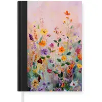 MuchoWow Notitieboek - Schrijfboek - Schilderij - Bloemen - Abstract - Kleurrijk - Notitieboekje klein - A5 formaat - Schrijfblok