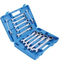 SaTra Spanner, Scharnier combinatie ratelsleutelset 12 stuks 8-19 mm spiegel gepolijst