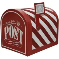 Kerst - Decoratie postbus North Pole Post rood-wit 24cm Karton
