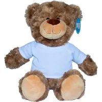 MBW Beer Bodo - knuffelbeer - bruine teddybeer - wit T-shirt - 30 cm - gekrulde pluchen vacht - MiniFeet -