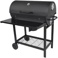 Fieldmann Houtskoolbarbecue met Deksel en Wielen FZG 1007 Zwart