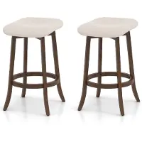 Costway Barkruk, 2-delige set, baliekruk, 360 graden draaibaar, zithoogte 74 cm, houten kruk met voetensteun, bistrokruk gevoerd, vintage