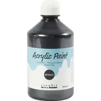 Packlinq Acrylverf Metallic, metallic, zwart, 500 ml/ 1 fles