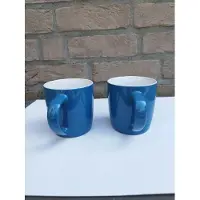 Argon - Set van 2 koffie/theetassen - 350 ml -Blauw/wit - hoge volumekorting