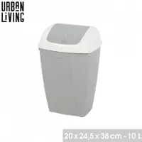 Urban Living "PASHA" Flip prullenbak 10 L tweekleurig wit en Nomad Grey