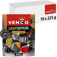 Venco droptoppers zacht zoet - drop & fruitsmaken - 10x225g