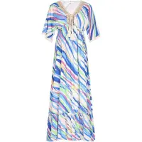 IZIA Jurk blauw / lichtgroen / pink / wit