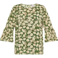 Usha Blouse lichtgeel / olijfgroen / grasgroen
