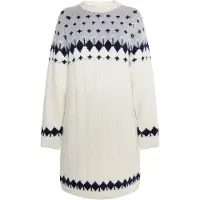 Usha Gebreide jurk blauw / lichtgrijs / wit