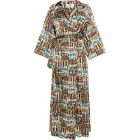 Usha Jurk beige / aqua / bruin