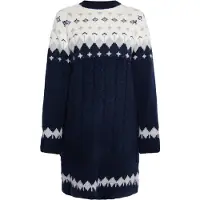 Usha Gebreide jurk navy / lichtgrijs / wit