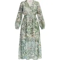 IZIA Jurk goud / smaragd / jade groen / natuurwit
