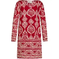 Usha Jurk lichtbeige / donkerrood