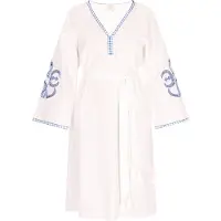 Usha Jurk 'Festival' blauw / wit