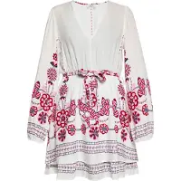 Usha Jurk navy / pink / rood / wit
