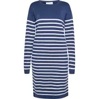 Usha Gebreide jurk marine / wit