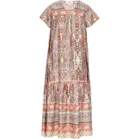 Usha Zomerjurk lichtblauw / bruin / abrikoos / wit