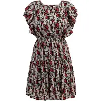 Faina Zomerjurk lichtbruin / rood / zwart / wit