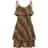Faina Jurk met leo-opdruk nelice Dames beige leo
