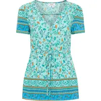 Usha Blouse blauw / turquoise / cyaan blauw / oranje
