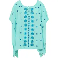 Usha Poncho Dames Licht turquoise veelkleurig