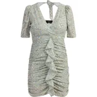 Faina Jurk sand / duifblauw / pastelgroen / wit