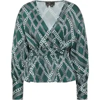 Faina Blouse smaragd / zwart / wit
