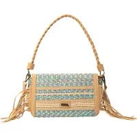 IZIA Schoudertas camel / turquoise / lichtgroen / eosine