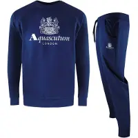 Aquascutum Heren London Logo Crew Neck Trainingspak Set (Marineblauw)