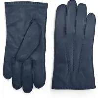 Infinity Leather Heren marineblauwe Italiaanse leren warme wollen voering wintersteekontwerp rij- en casual handschoenen