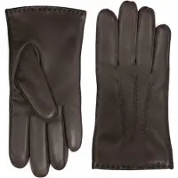 Infinity Leather Herenhandschoenen van bruin Italiaans leer met warme wollen voering en wintersteekmotief voor rijden en casual rijden