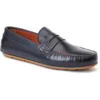 Base london Collins Lederen Heren Navy Standaard Instappers
