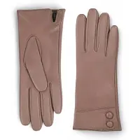 Infinity Leather Dames winterhandschoenen in nude beige Italiaans leer met zachte wollen voering en knoopsluiting