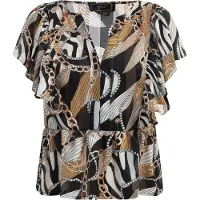 Faina Blouse Dames Zwart Veelkleurig