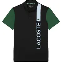 Lacoste Heren Logo Geprinte Ultra Dry Tennis Polo Shirt (Zwart)