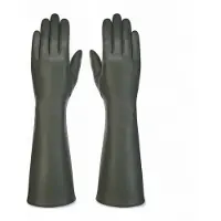 Infinity Leather Dames lange olijfgroene Italiaanse leren winterhandschoenen met zachte wollen voering