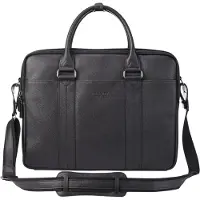 Infinity Leather Echte leren zwarte laptop- en zakentas, kantoor- en werktas - Sutton