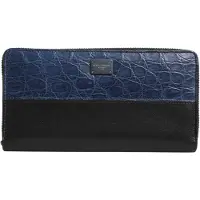 Dolce&Gabbana Zwarte Blauw Exotisch Leren Heren Continental Clutch Portemonnee