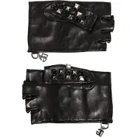 Dolce&Gabbana Zwarte Leren Studded Fingerless Handmoffen Mannen Handschoenen