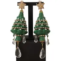 Dolce&Gabbana Dames Gouden Kerstboom Kristallen Messing Clip-Oorbellen